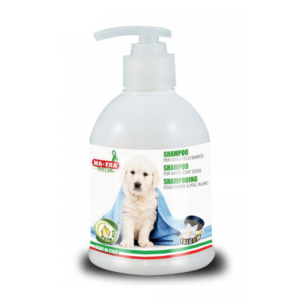 شامپو حاوی روغن چریش مناسب برای سگ های مو سفید مفرا Mafra مدل White Coat Dogs Shampoo