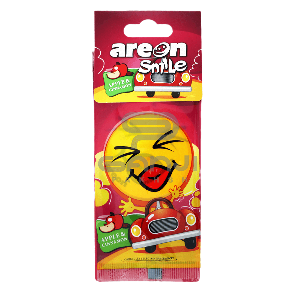 خوشبوکننده کارتی آرئون با رایحه Apple & Cinnamon مدل Smile مخصوص خودرو Areon Air Freshener