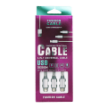 کابل USB فشن دارای 3 اتصال مناسب تمامی تبلت ها و موبایل ها کابل-FASHION CABLE طوسی
