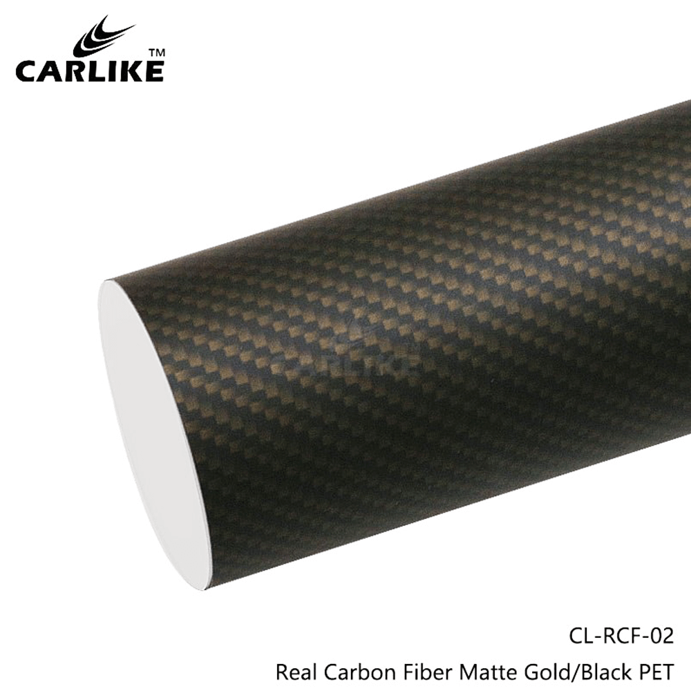 کاور PPF کارلایک مدل الیاف کربن رنگ مشکی/طلایی مات محافظ بدنه خودرو Carlike Real Carbon Fiber Matte Gold/Black Vinyl