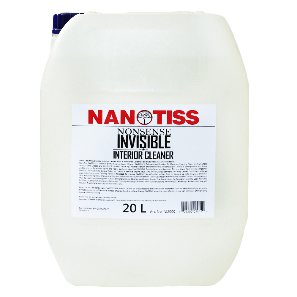 مایع داخل شوی Invisible نانوتیس تمیزکننده و جرم گیر بدون بو و رنگ مخصوص خودرو 20 لیتری NanoTiss