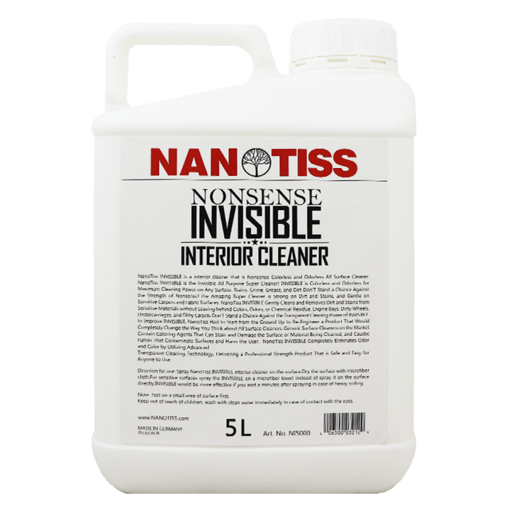 مایع داخل شوی Invisible نانوتیس تمیزکننده و جرم گیر بدون بو و رنگ مخصوص خودرو 5 لیتری NanoTiss