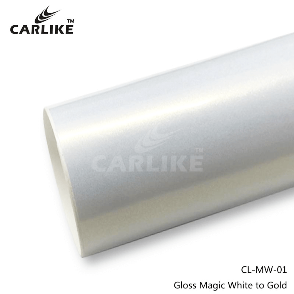 کاور PPF کارلایک رنگ سفید مایل به طلایی براق محافظ بدنه خودرو Carlike Gloss Magic White Gold Vinyl