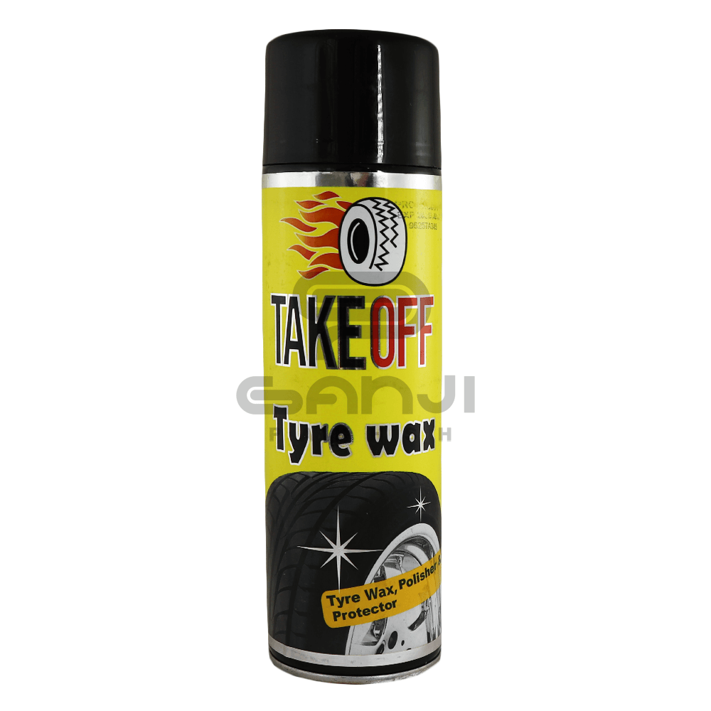 اسپری براق کننده و مات کننده تایر تیک آف واکس مخصوص لاستیک خودرو Take Off Tyre Wax