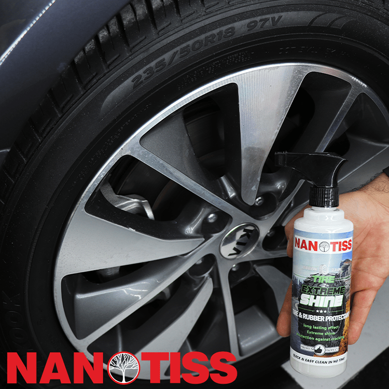 اسپری لاستیک نانوتیس براق کننده و محافظ سطوح لاستیکی و تایر خودرو NanoTiss
