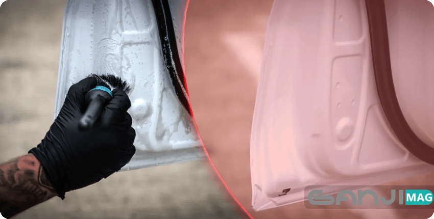 تمیز کردن درب خودرو با قلم